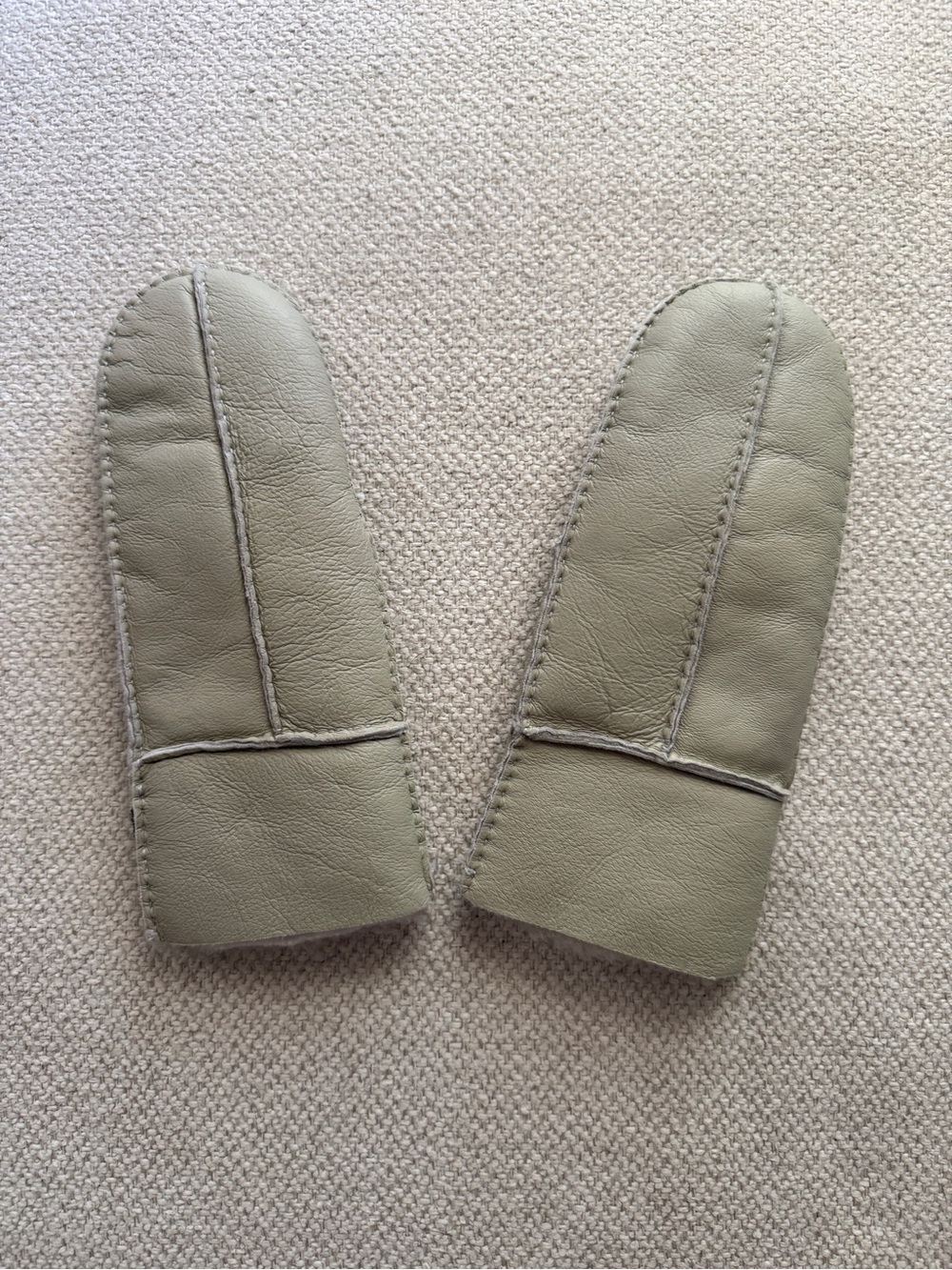 YISEVEN Beige Twin-Face Sheepskin Leather Gloves
